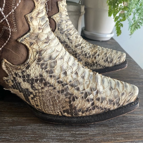 Dan Post Python Wicked Genuine Snakeskin Leather Western Cowgirl Cowboy Boots 7M - Picture 12 of 16